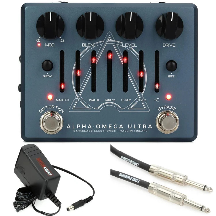 Darkglass Alpha Omega Ultra Dual Bass Preamp/OD Pedal with Power Supply and