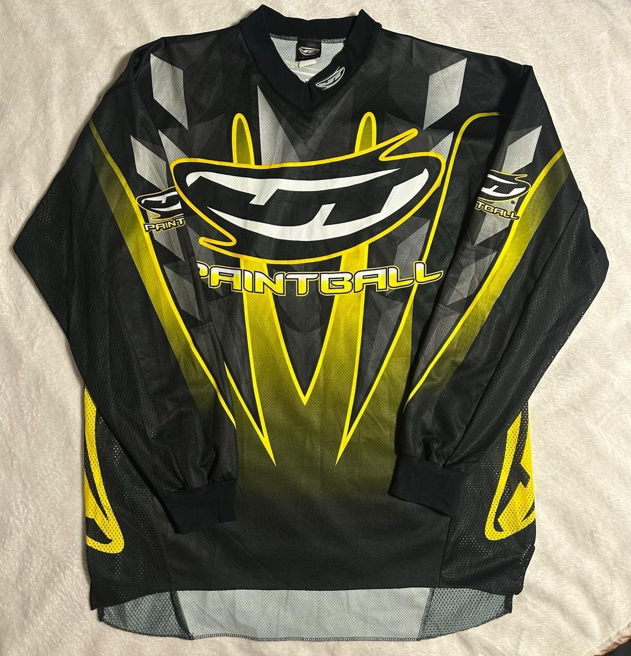 Vintage Y2K JT Racing Paintball Jersey Yellow & Black AOP Size XL