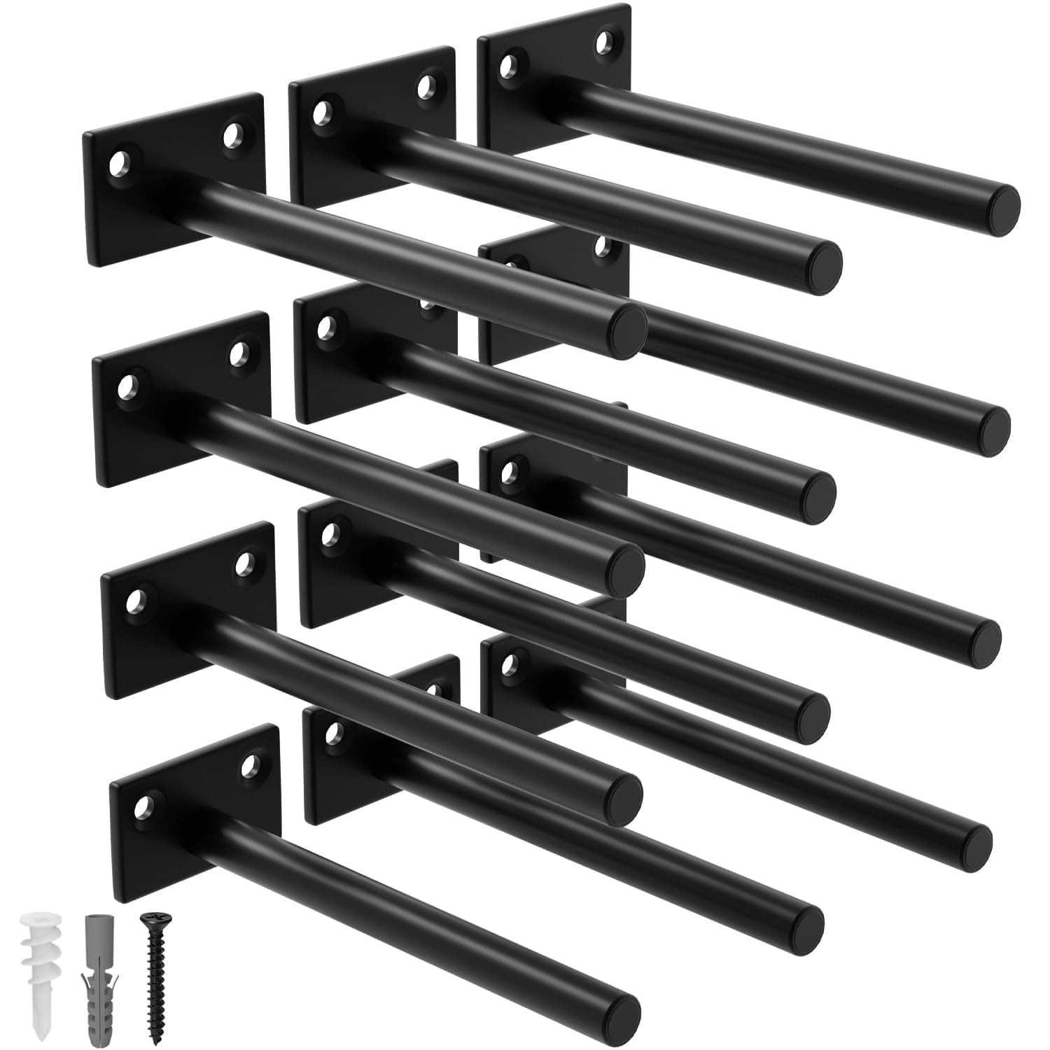 LEOPO 12Pack 6 inch Floating Shelf Brackets, Hidden Shelf Bracket for Wood, C...