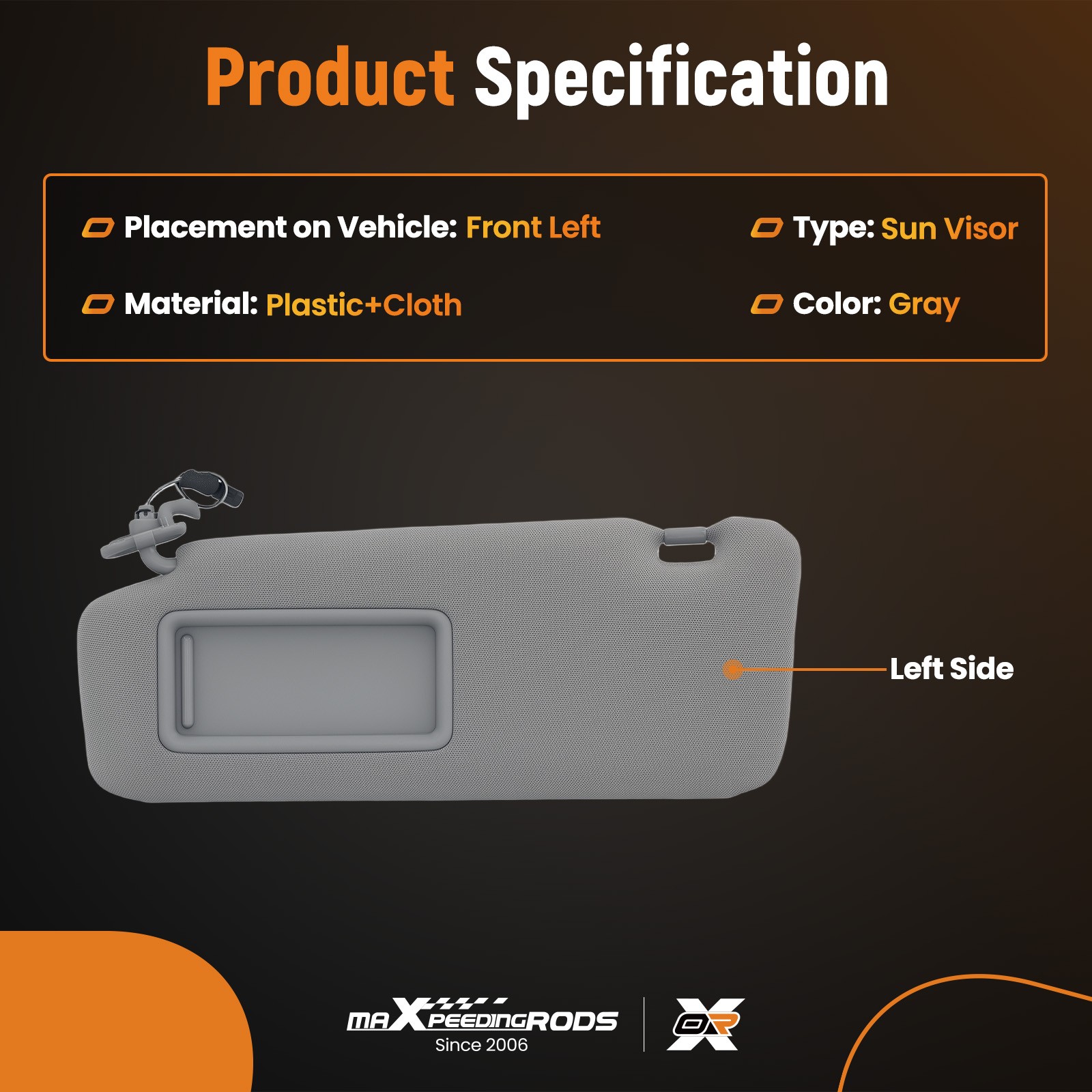 Driver Side Sun Visor with Light for Mazda CX-9 3.7L 2010-2015 TDY1-69-320