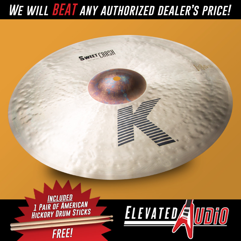 17" Zildjian K Sweet Crash Cymbal + FREE Amerian Hickory Sticks! CA's #1 Dealer!