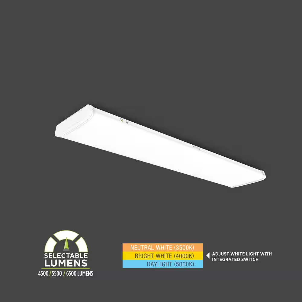 4 Ft. X 10 In. Hinged Wrap Light, 6500Lm, Selectable Cct/Lumens, Integrated LED,