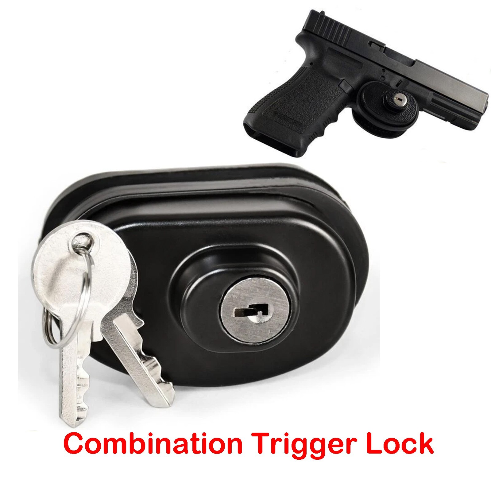 Combination Keyed Trigger Lock Gun Locker - Fits Universal Pistol Rifle Shotgun