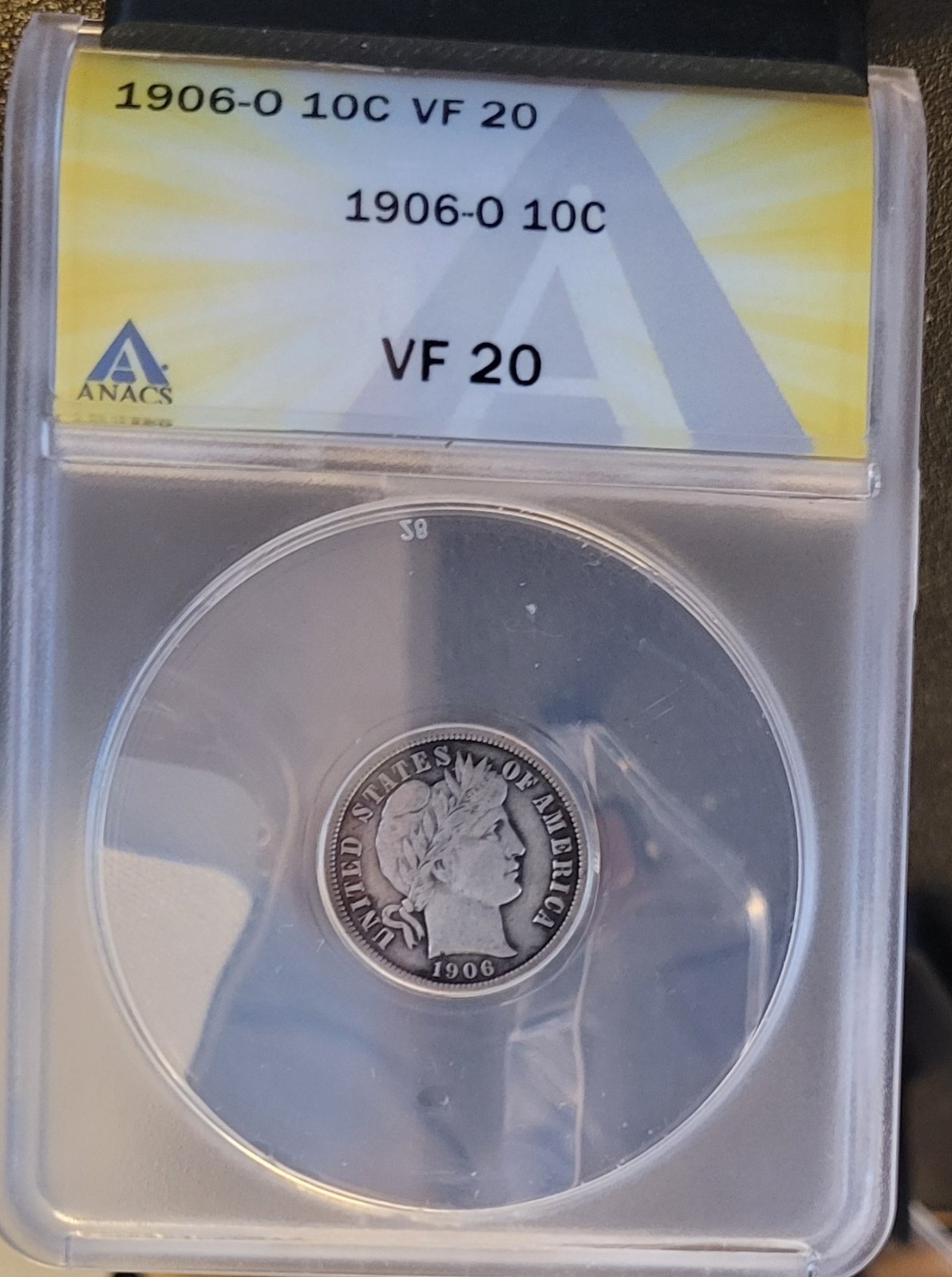 1906-O Barber Dime ANACS  VF20