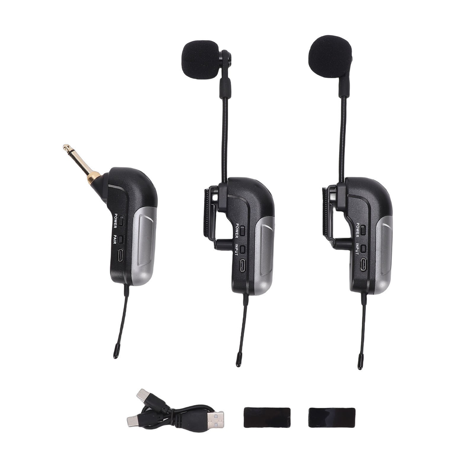 Dual UHF Wireless Accordion Microphone 360 Degree Instrument Pick Up Mic Supply