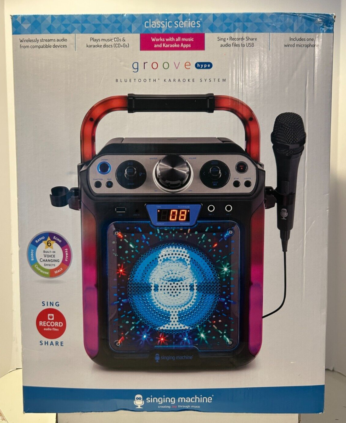 Singing Machine Portable Groove Hype Bluetooth Karaoke System (SML712BK) - [LN]™