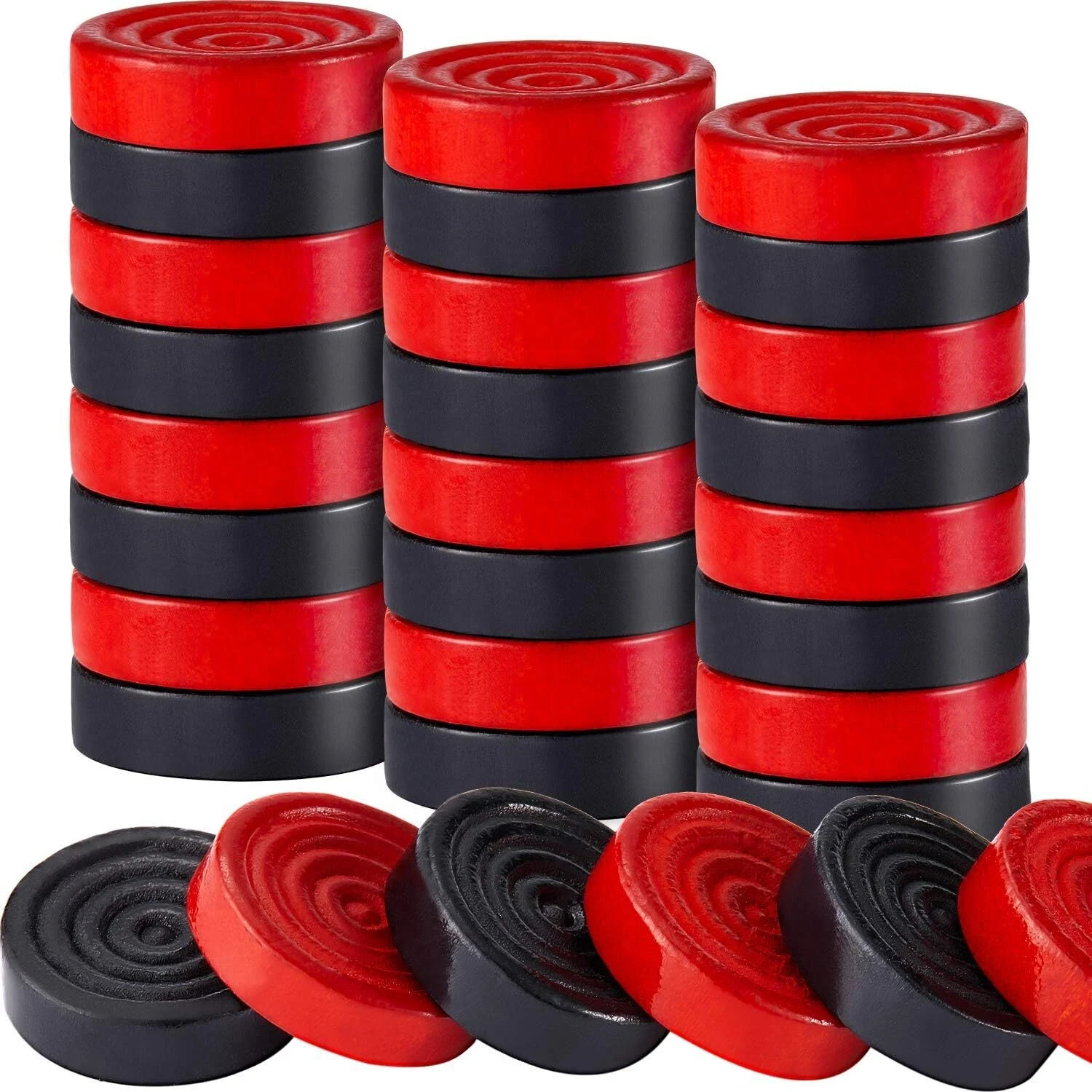 Sumind 48 Pieces Wooden Checkers Pieces 1.06 Inch Checker Pieces in Drawstring S