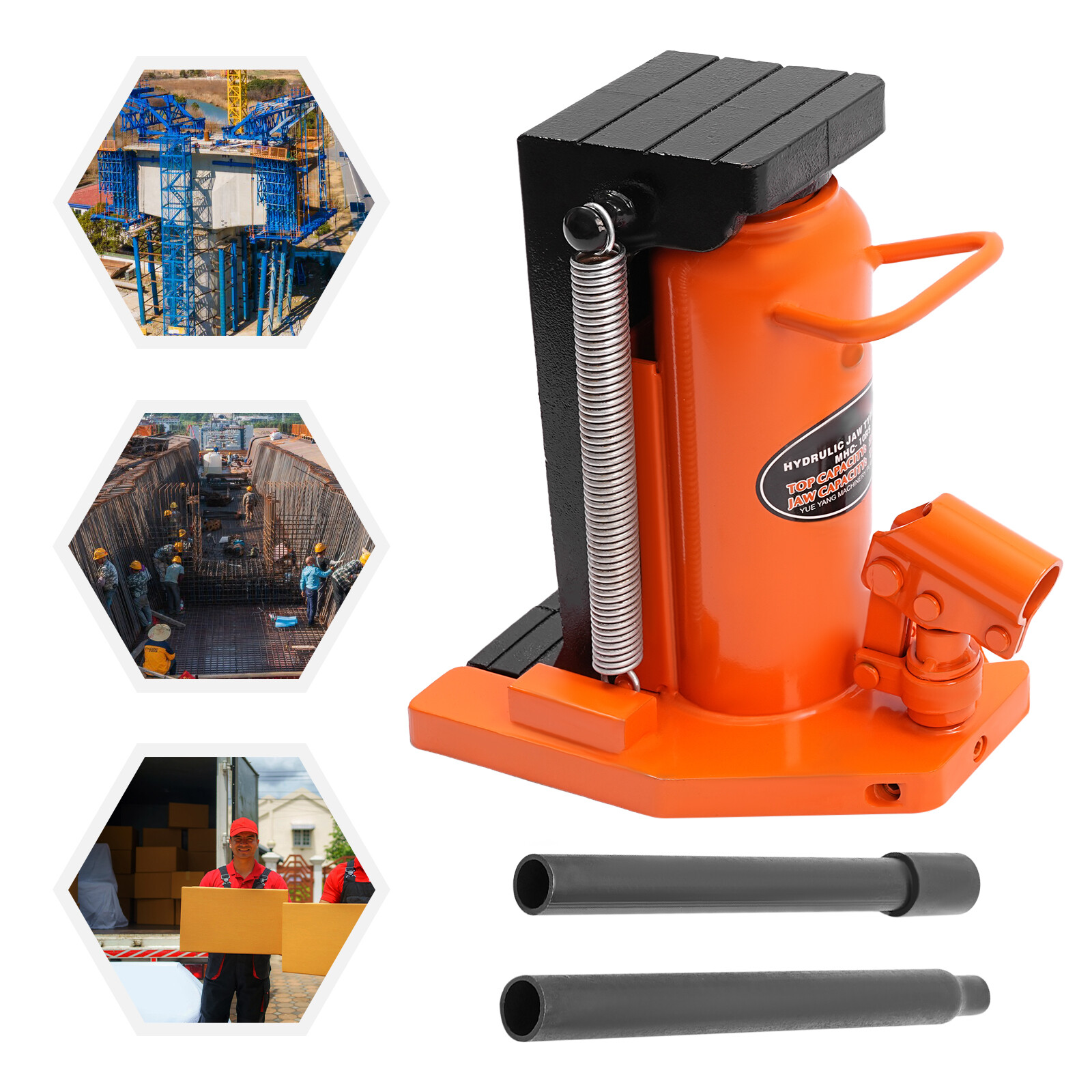 Hydraulic Machine Toe Jack Lift 6" Stroke Lifting Capacity 10 Ton Toe 20 Ton Top