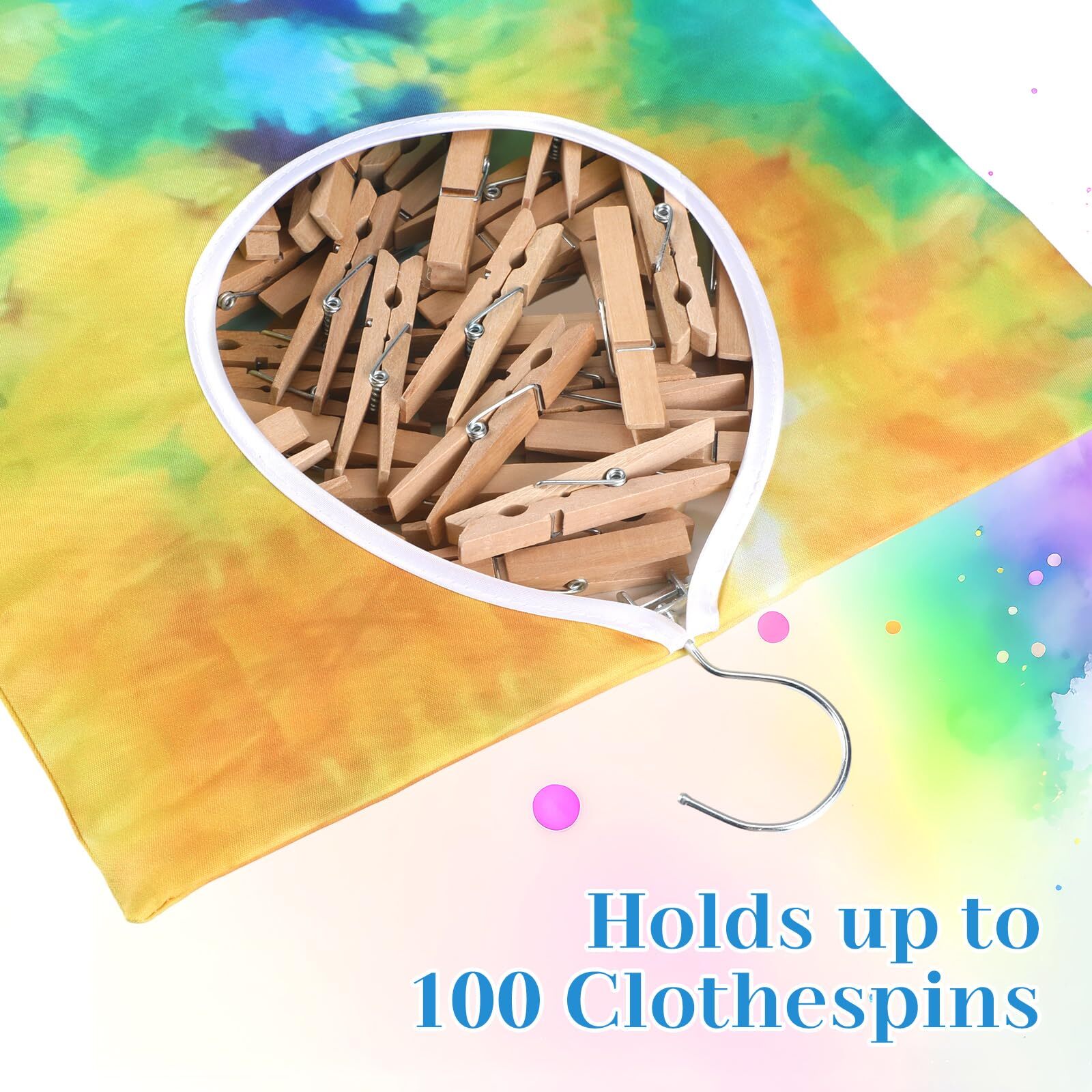 2 Pcs Clothespin Bag with Hanging Hook 15 x11" Summer Laundry Clothes Pin
