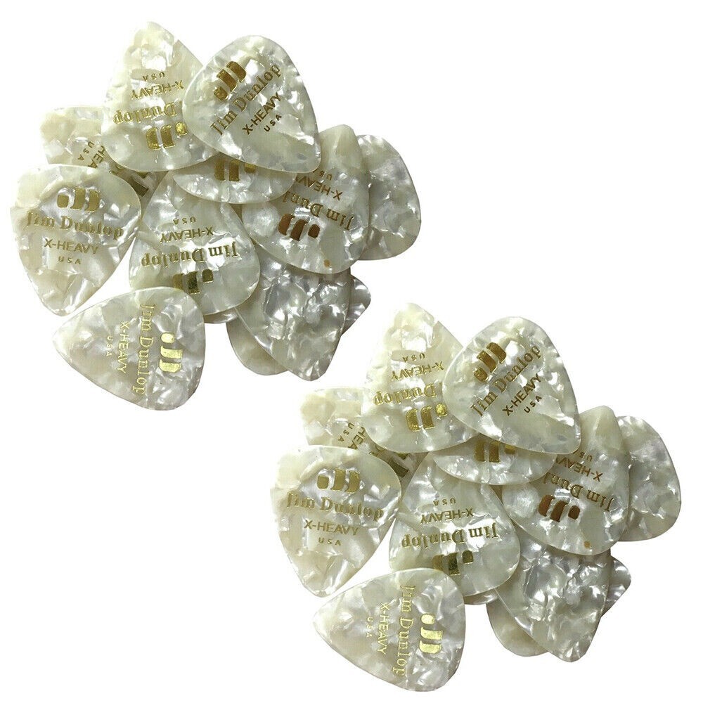 Dunlop Guitar Picks 24 Pack Celluloid White Pearl Extra Heavy