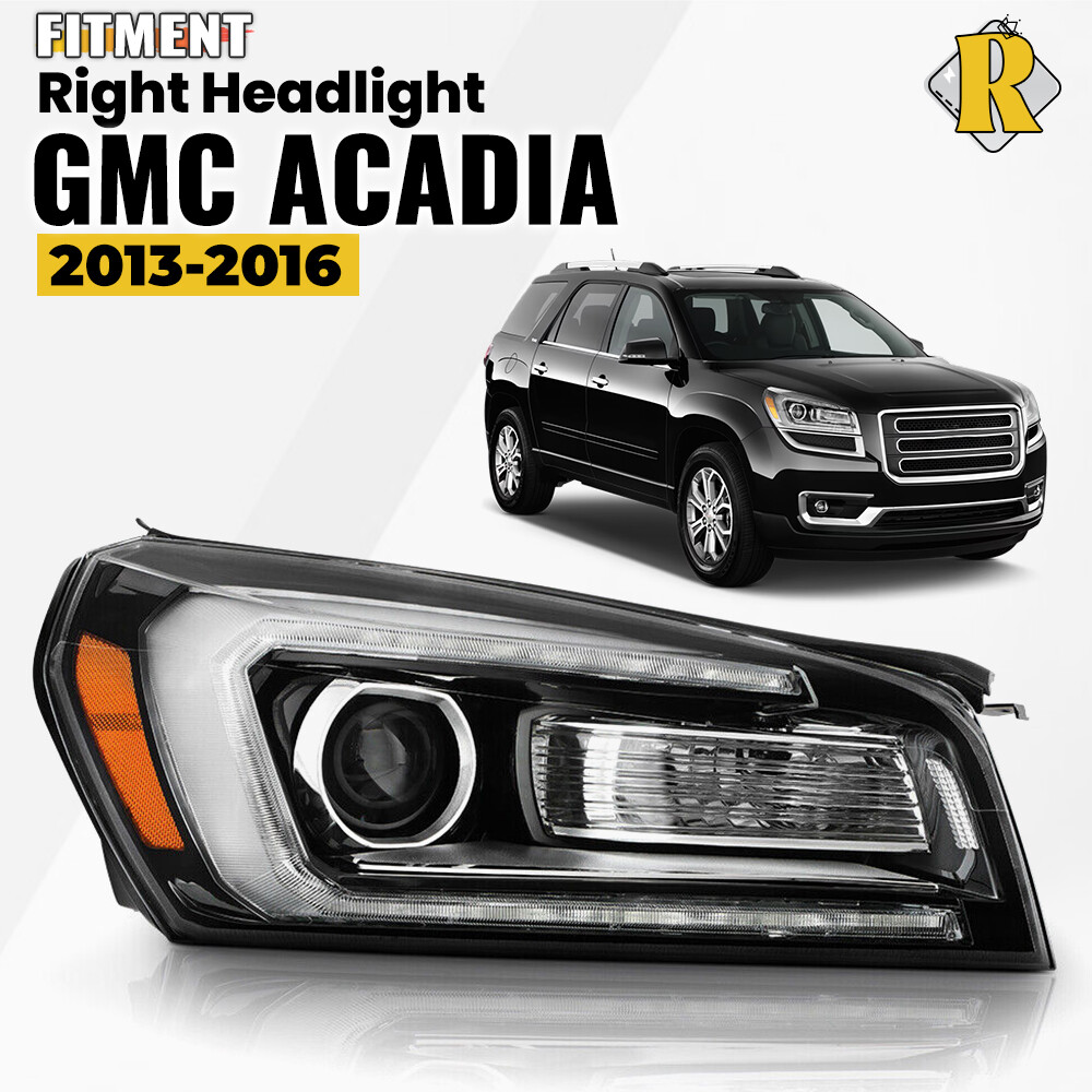 For 2013-2016 GMC Acadia Halogen LED Tube Projector Headlight Passenger Side RH