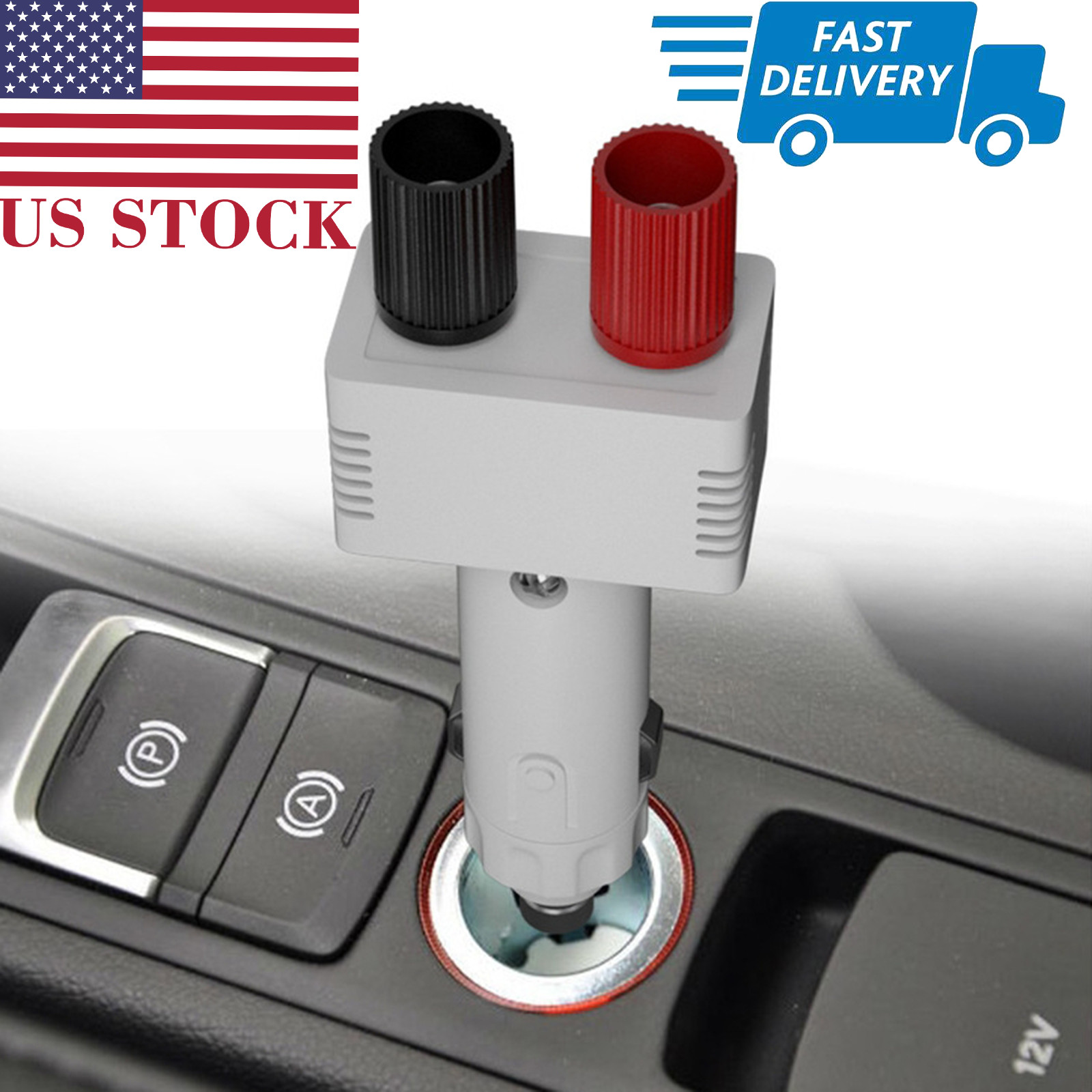 1pc 12V 24V DC Car Cigarette Lighter Socket with Binding Posts 10A Fuse US Stock