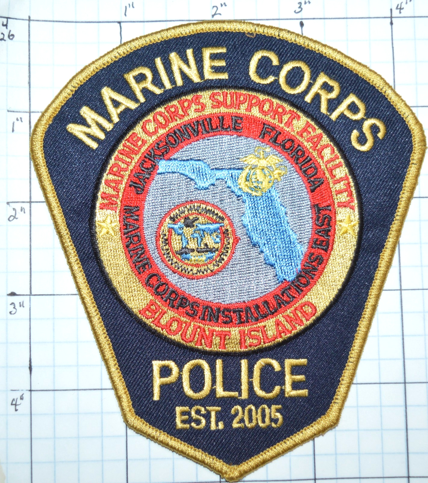 U.S. MARINE CORPS USMC JACKSONVILLE FLORIDA BLOUNT ISLAND SUPPORT POLICE PATCH