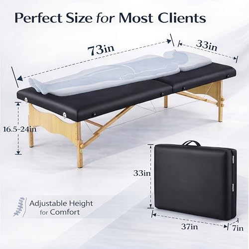 AceOrbit 73" x 33" x 24" Low Level Portable Folding Massage Table Adjustable