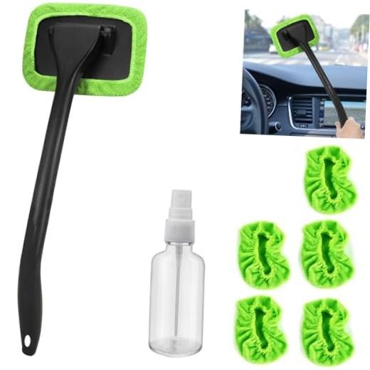 Car Windshield Cleaning Tool, Windshield Cleaner with 5 Washable and Green