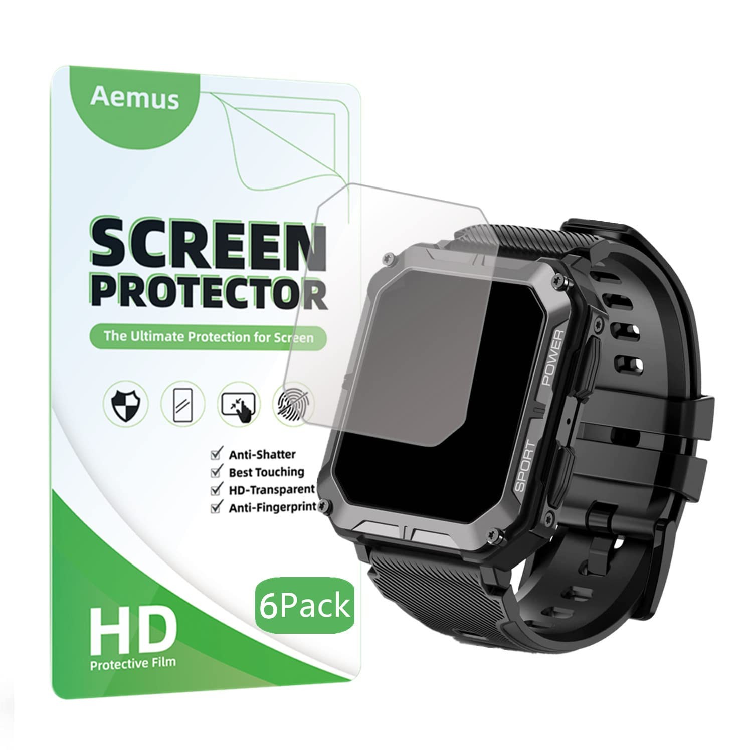 Compatible Smartwatch Screen Protector 6 Pack â€“ HD PET Film for 1.83'' Models