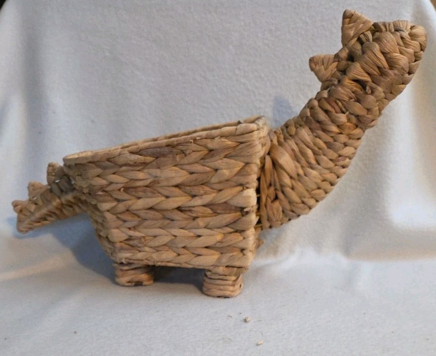 Dinasaur Basket Rattan Wicker 12”x21”x9” Planter/Storage
