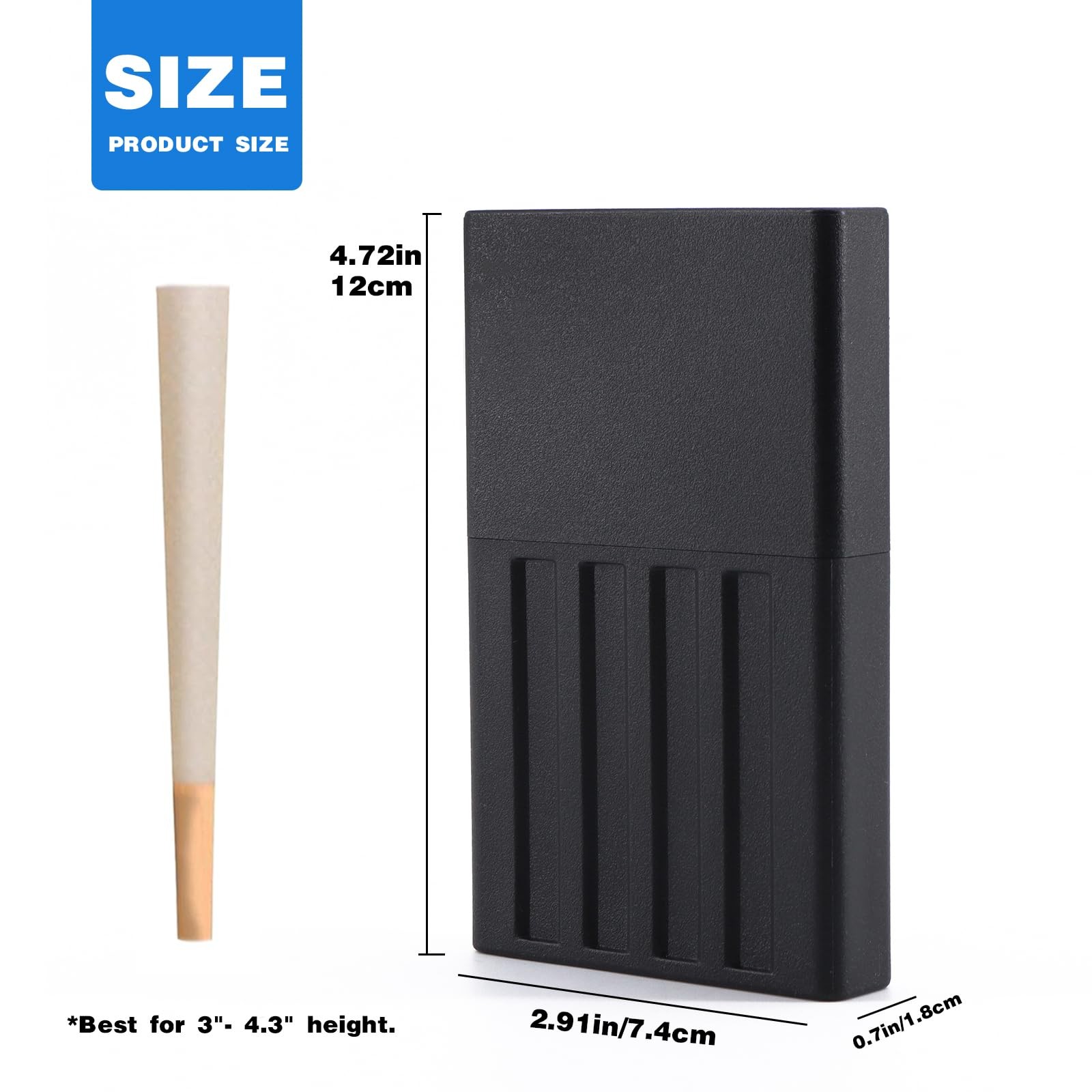 Smell Proof Cigarette Holder Case, 5 Hole Single Pre Roll Black