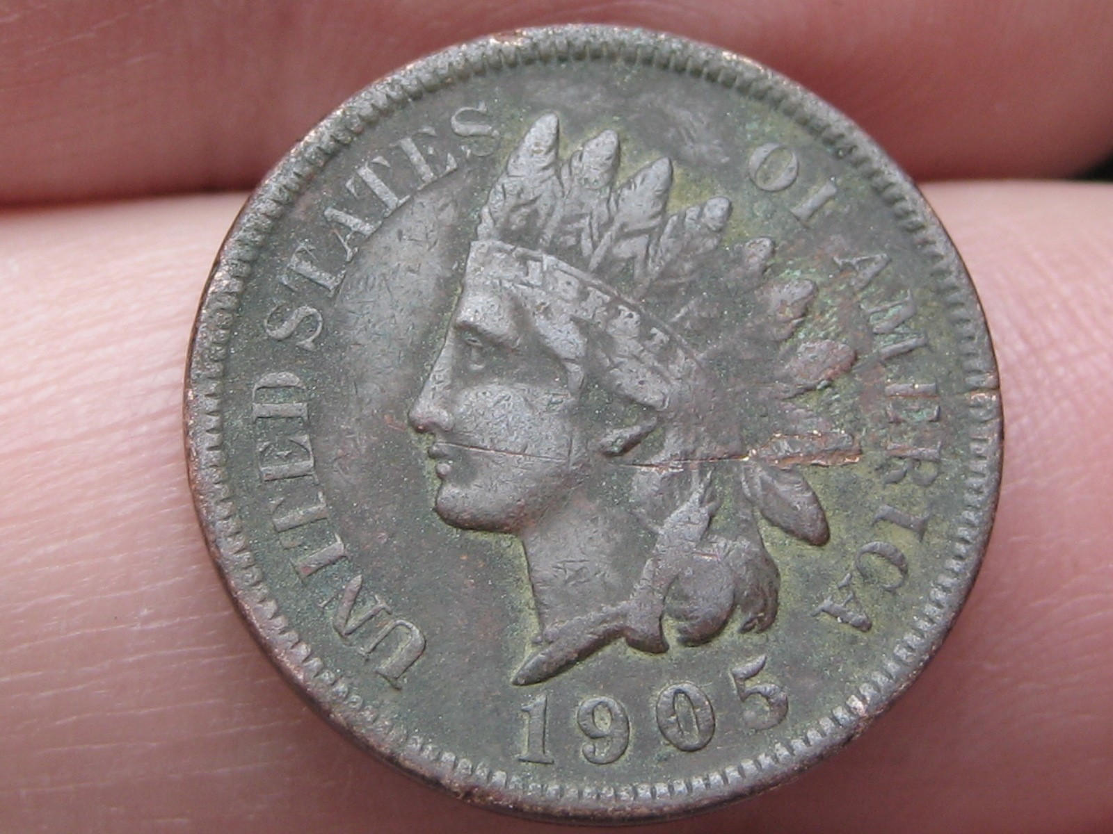 1905 Indian Head One Cent Penny- Fine/VF Details, Partial LIBERTY