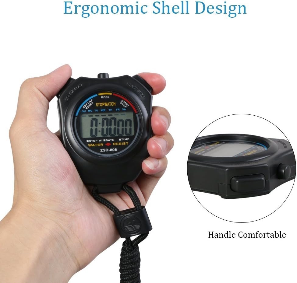 Silent & Portable Digital Stopwatch Timer + Whistle - Perfect for Coaching
