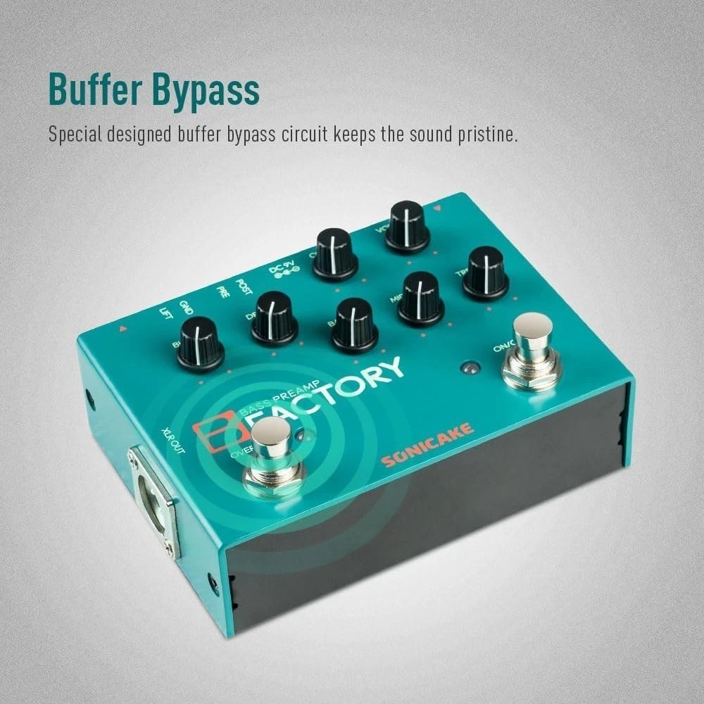 Professional Bass Effects Pedal with Buffer Bypass Circuit and XLR Output