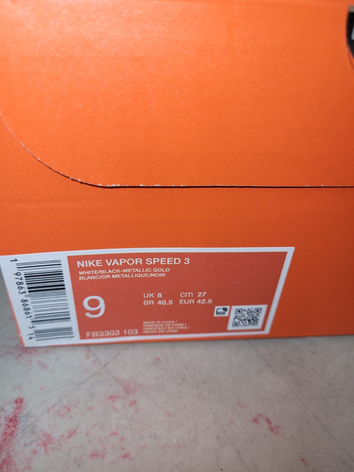 Nike Vapor Speed 3 Men's Size 9 Football Cleats White Gold 2025 NEW