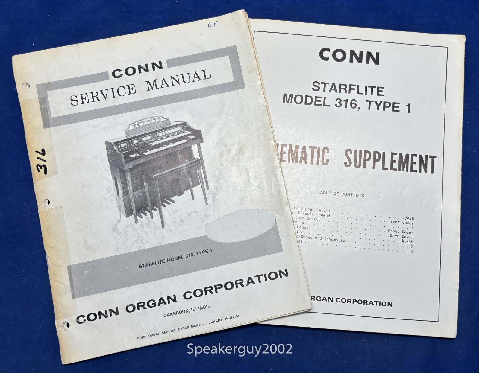 Original Conn Organ Service Manual / Starflite 316 Type 1 -- CS2