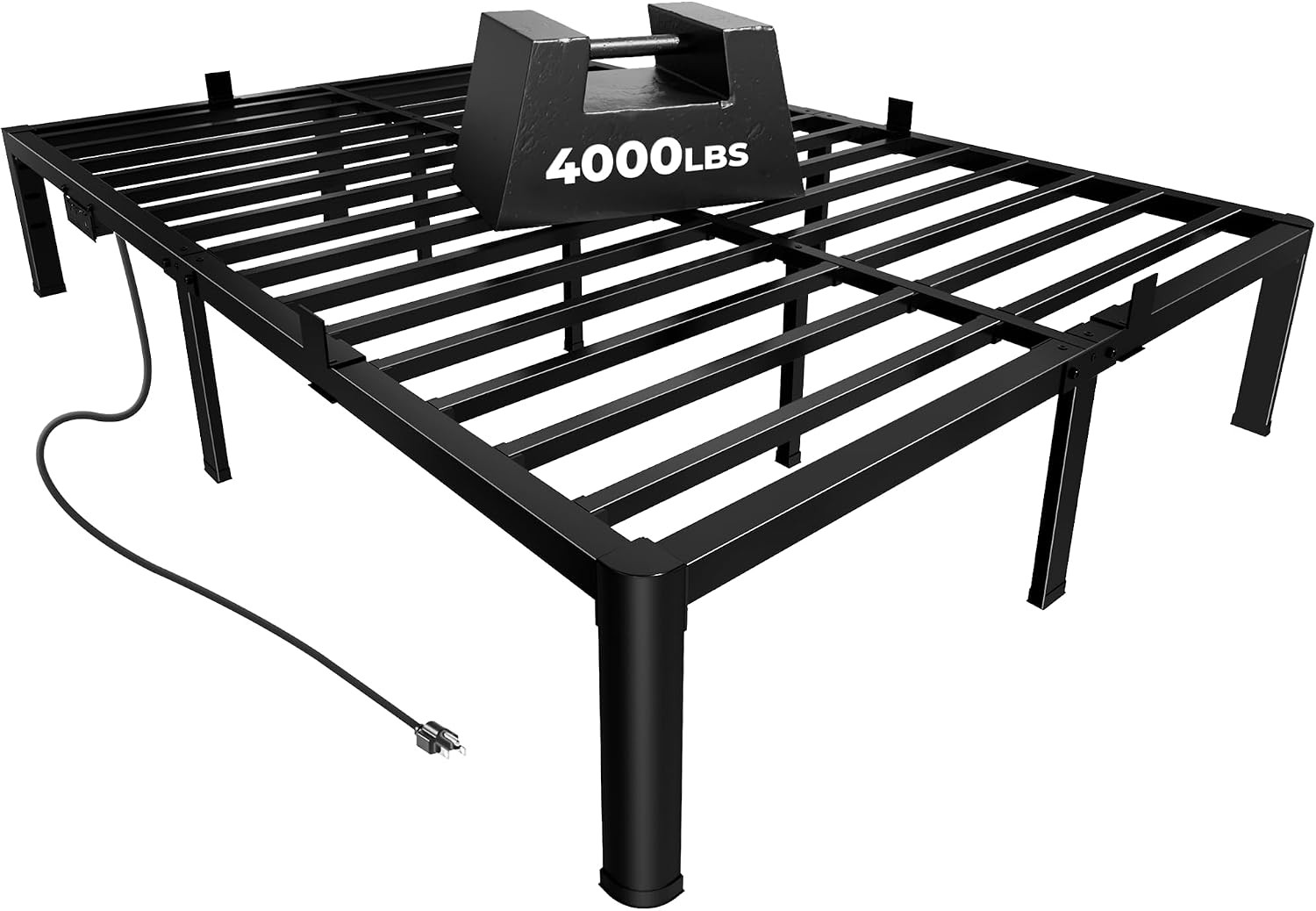 Queen Metal Platform Bed Frame with Power Outlets 4000LBS Heavy Duty Steel