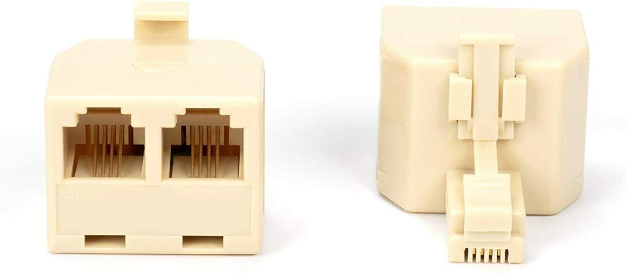 Duplex Modular Phone Wall Jack Adapter (IVORY) RJ11 - Splitter | One Pack