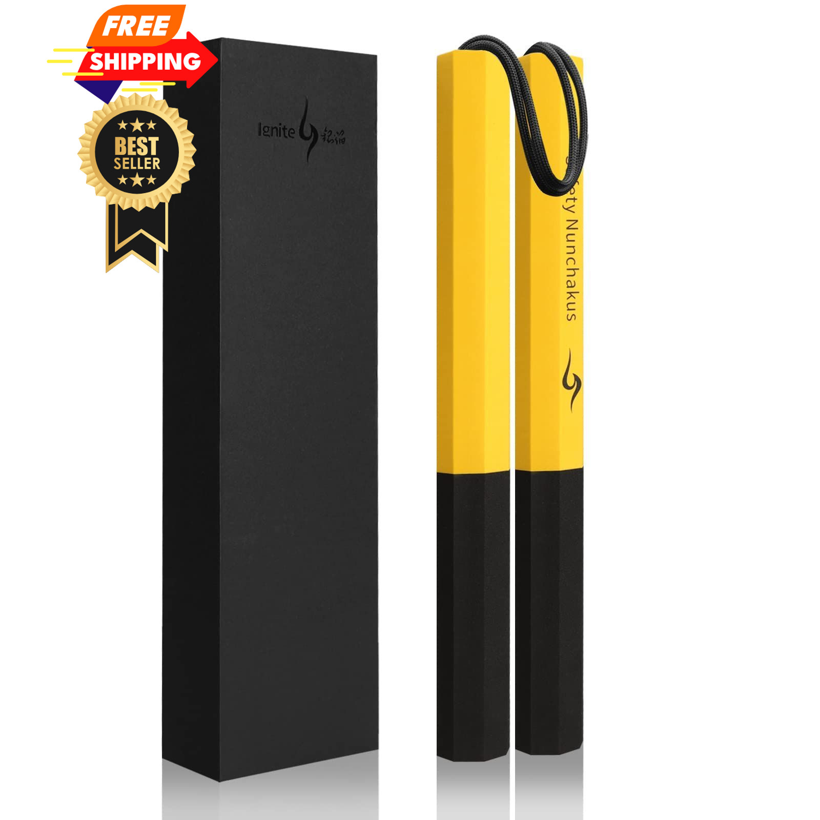 MARCOLO Nunchucks Upgraded Safe Foam Practice for Kids and Yellow