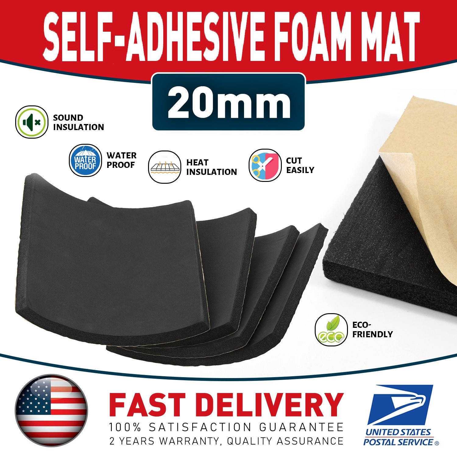 High-Density Adhesive Neoprene Foam Pad for Furniture, Cars & DIY Anti-Vibration