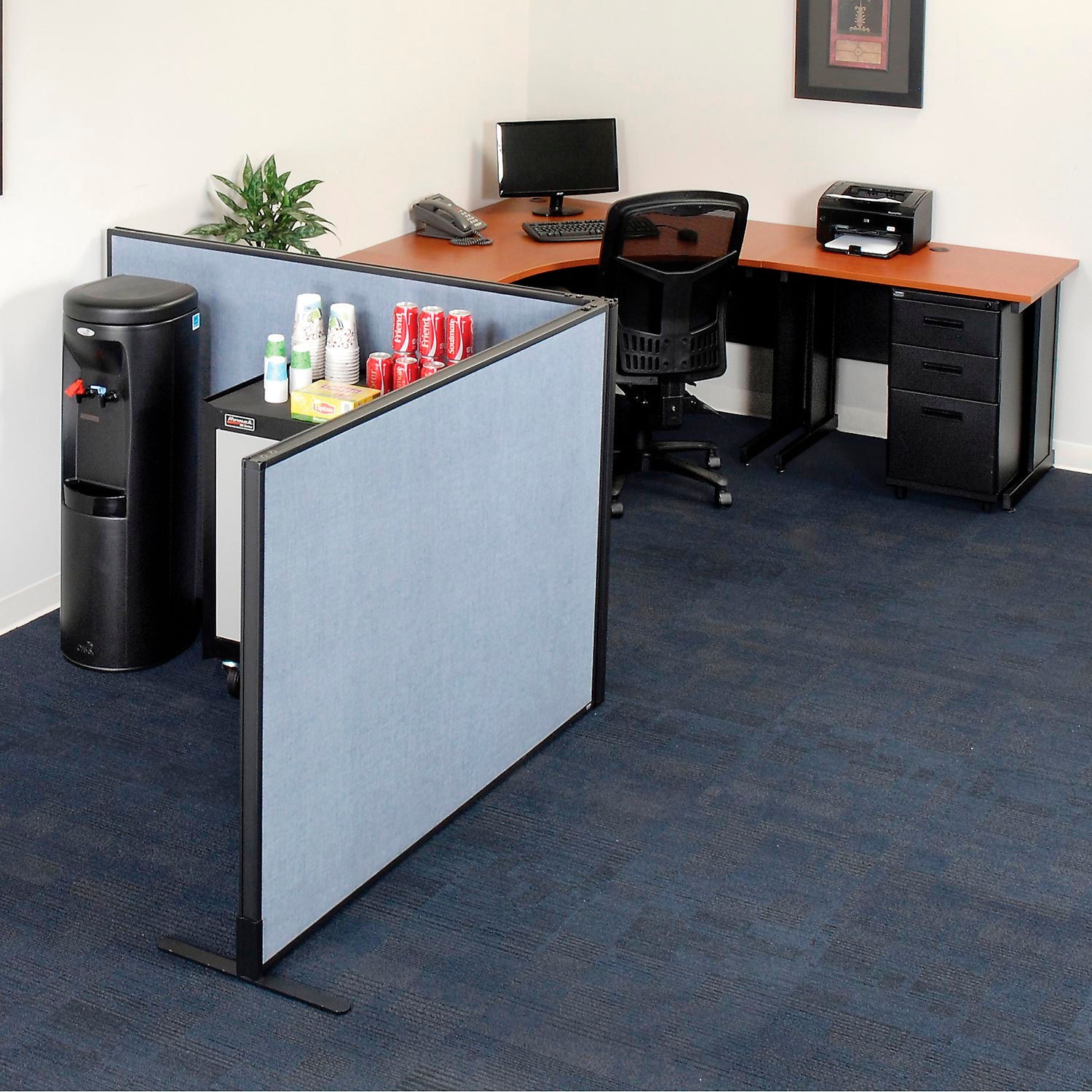 24-1/4"W x 42"H Freestanding 2-Panel Corner Room Divider Blue