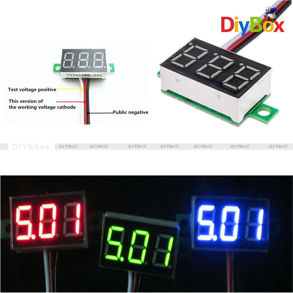 3 Wires 0.36 inch DC 0-30V LED Panel Voltage Meter 3-Digital Display Voltmeter