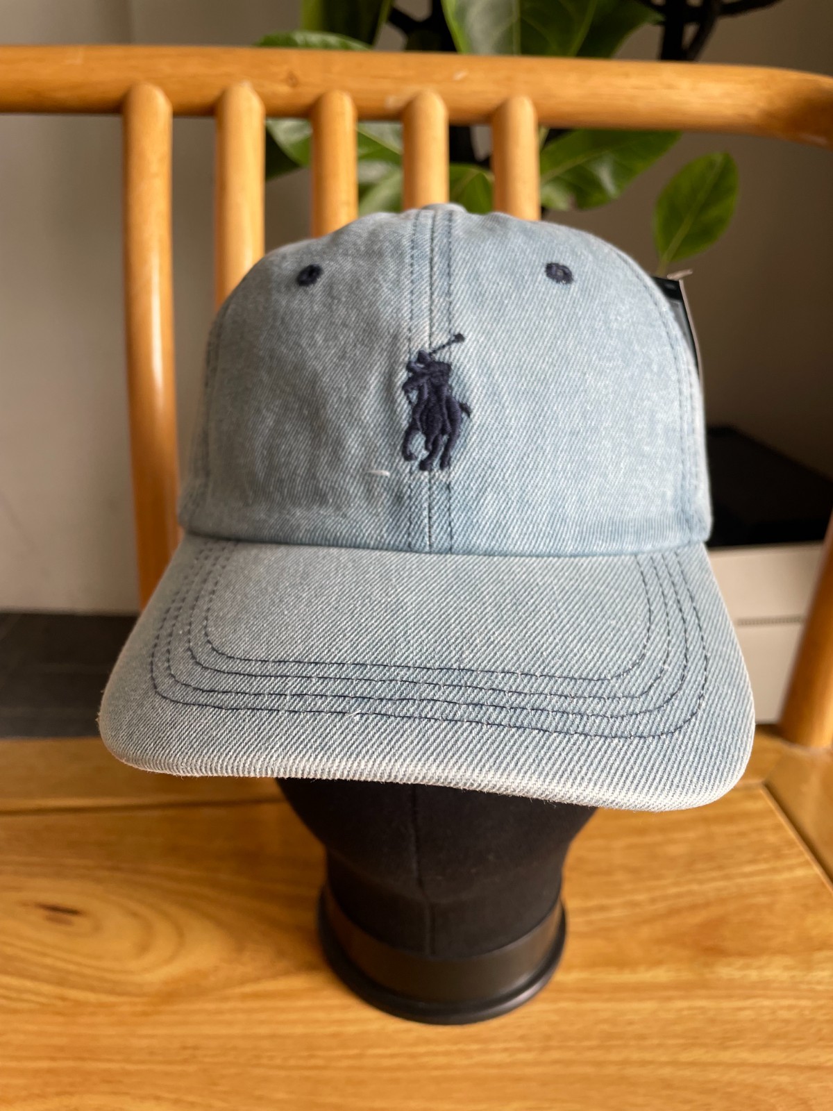 Polo Men's Denim Blue Embroidered Adjustable Baseball Cap Casual Hat