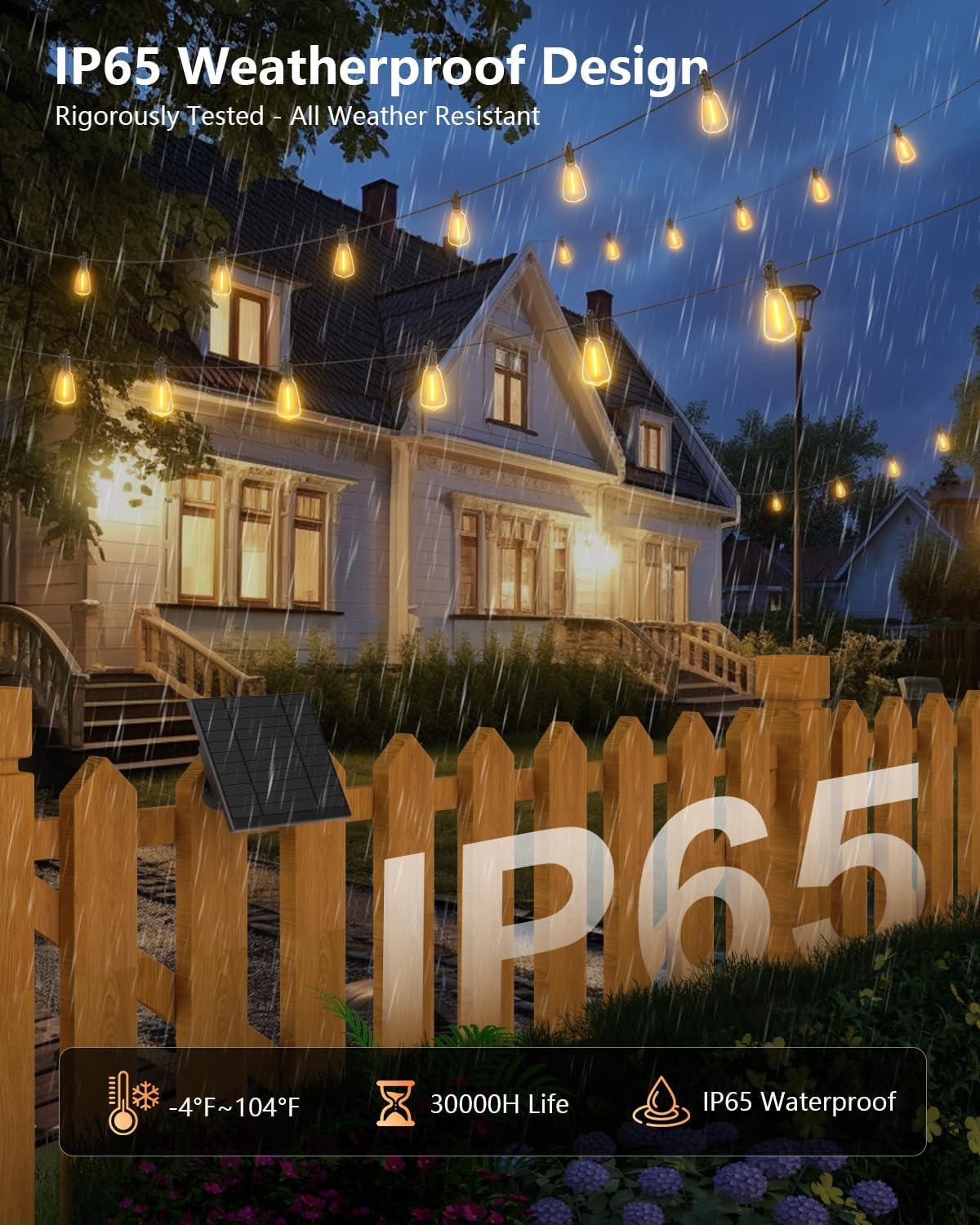100FT Solar String Lights Outdoor Waterproof with Remote, 31+1 LED Shatterproof