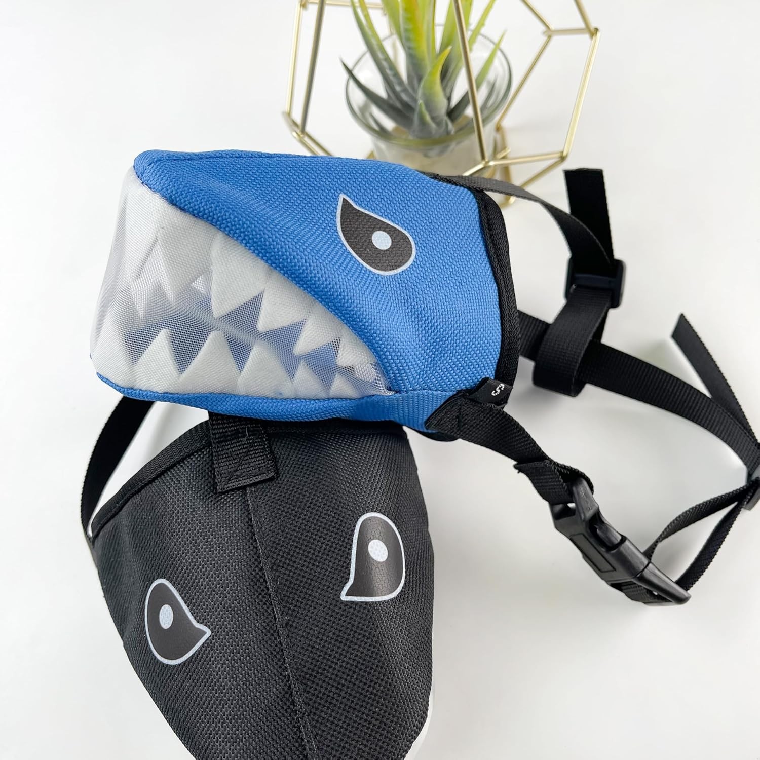 Colenumone Mesh Dog Muzzle Shark Design Adjustable No Biting Barking Chewing