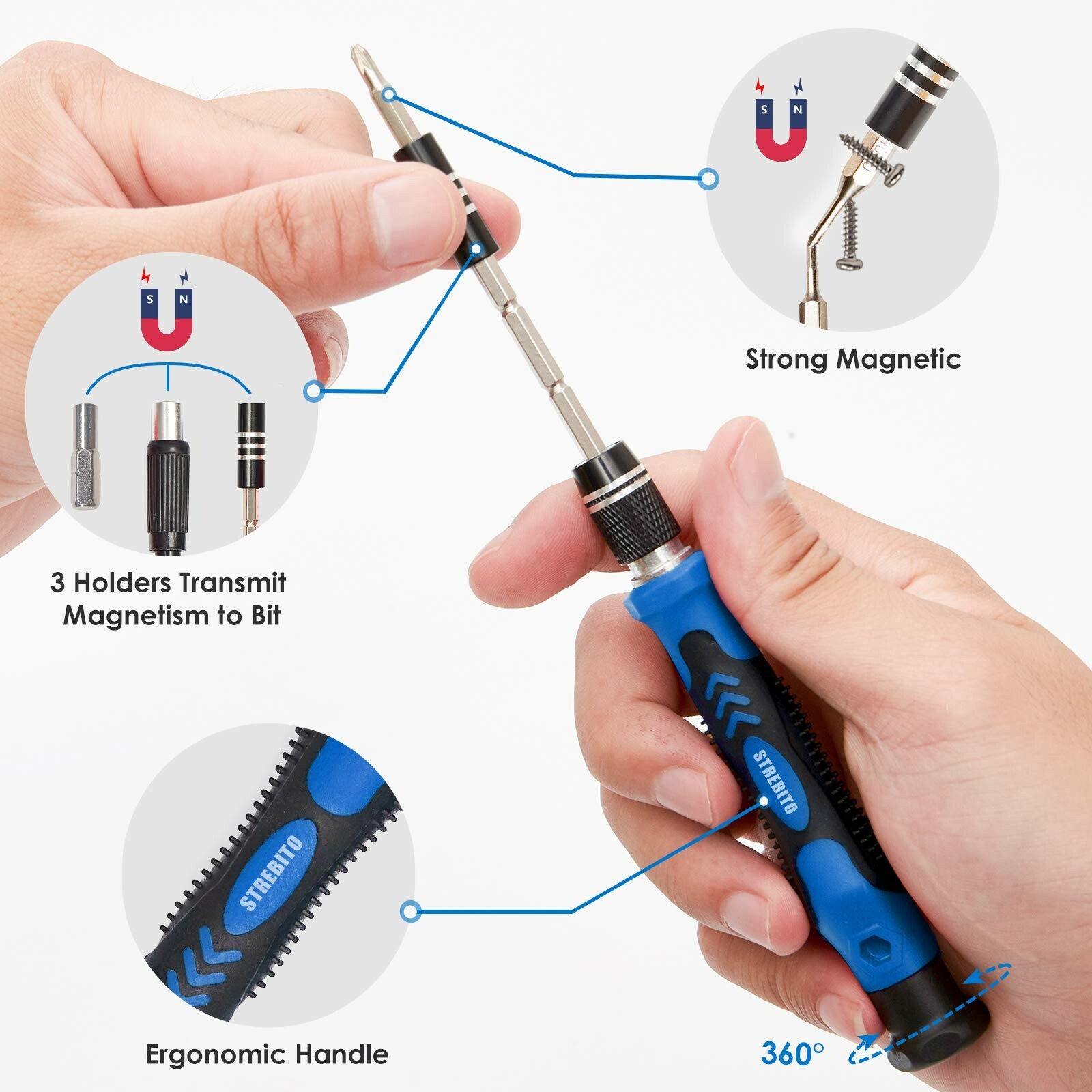 STREBITO Electronics Precision Screwdriver Sets 142-Piece with 120 Bits Magne...