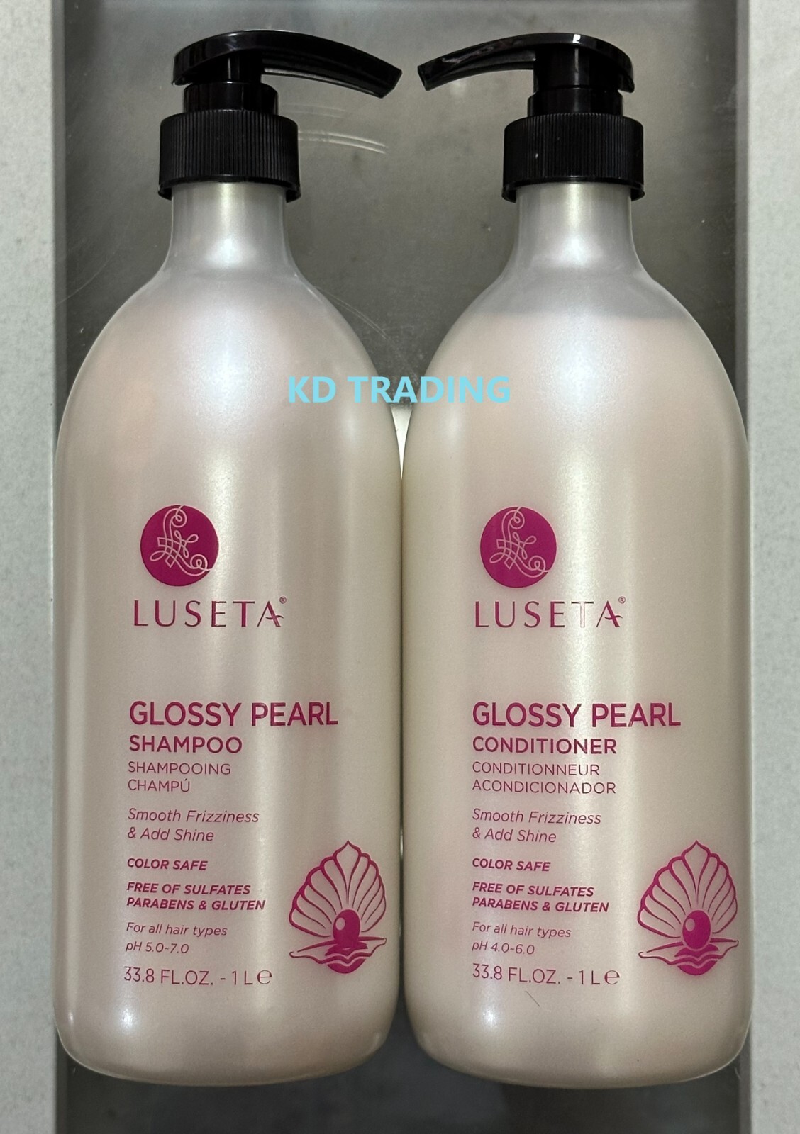 (2-Pk) LUSETA ~ GLOSSY PEARL Frizziness Smoothing Shine SHAMPOO & CONDITIONER