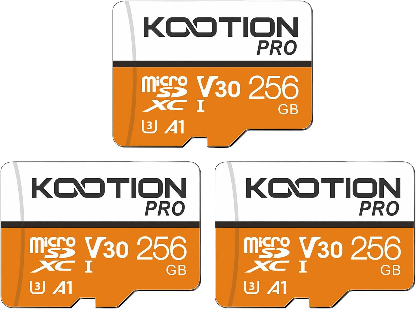 KOOTION 256GB Micro SD Card 3Pack,Tf Card Micro SDXC Memory Card V30 A1 App Perf