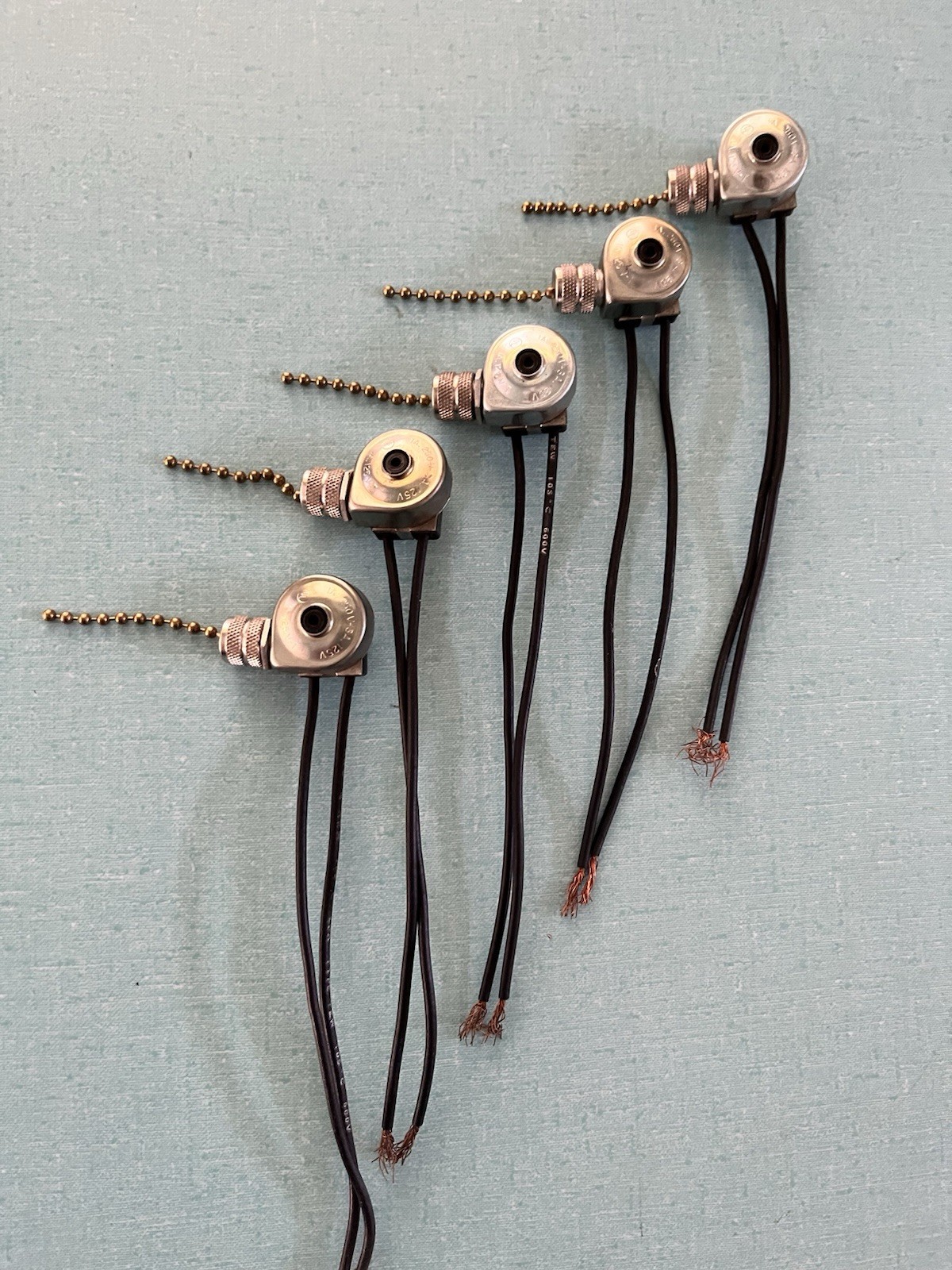 5 Pack Chain Pull Switches Triboro NOS Lamp Fan Switch 1A 250V-3A Nickel Chrome