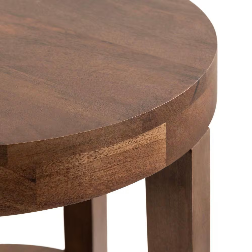 Talcott 16.00 In. Walnut Brown round Solid Wood End Table