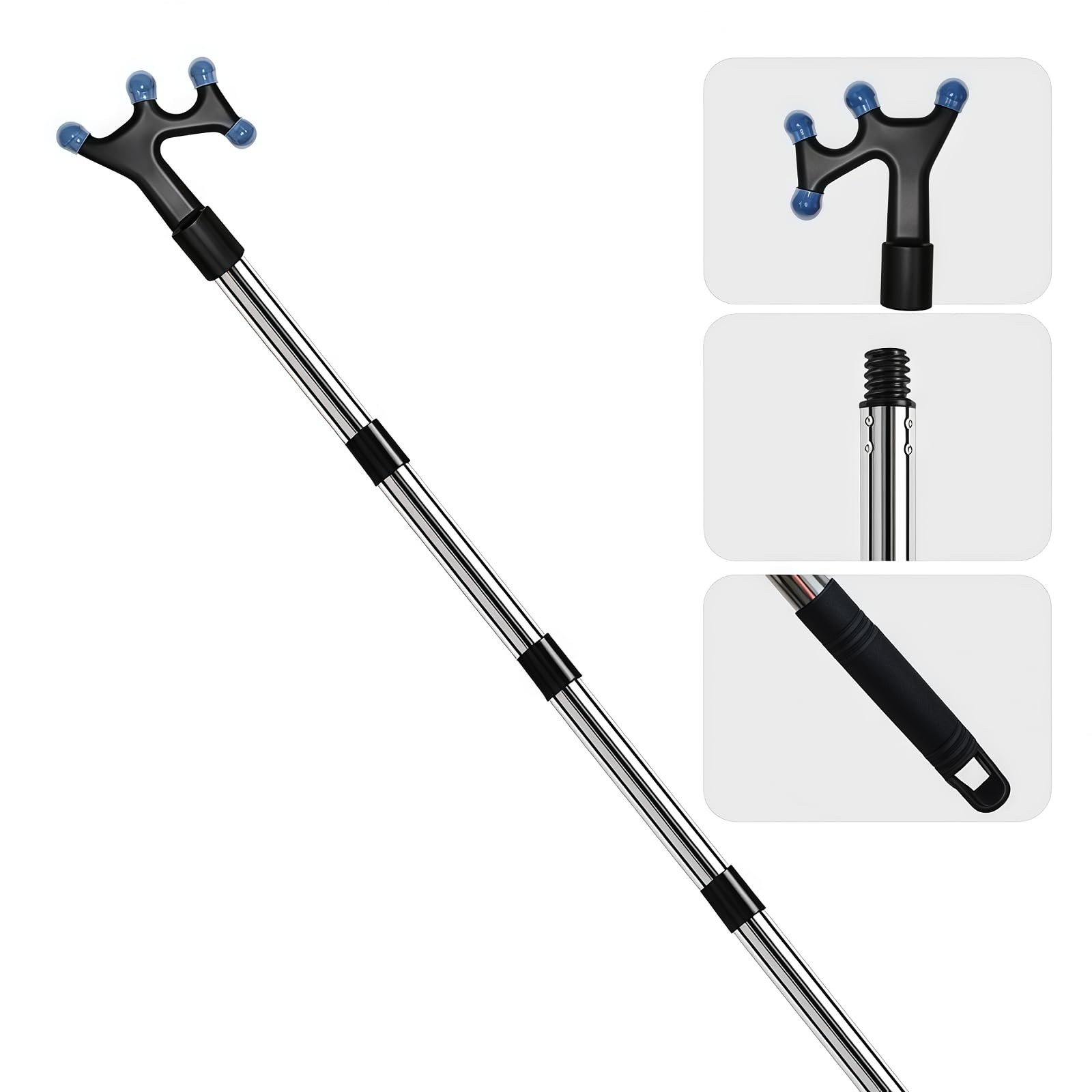Boat Hook with 3-12Ft Adjustable Extension Pole, Push Pole for Boat, Stainles...