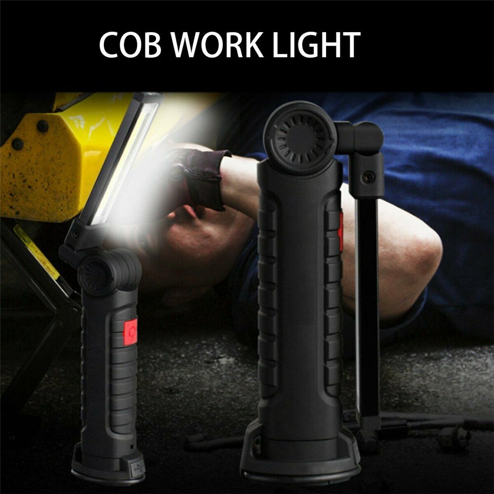 2Pack COB LED Work Light Lamp USB Rechargeable Inspect Folding Torch +USB Cable