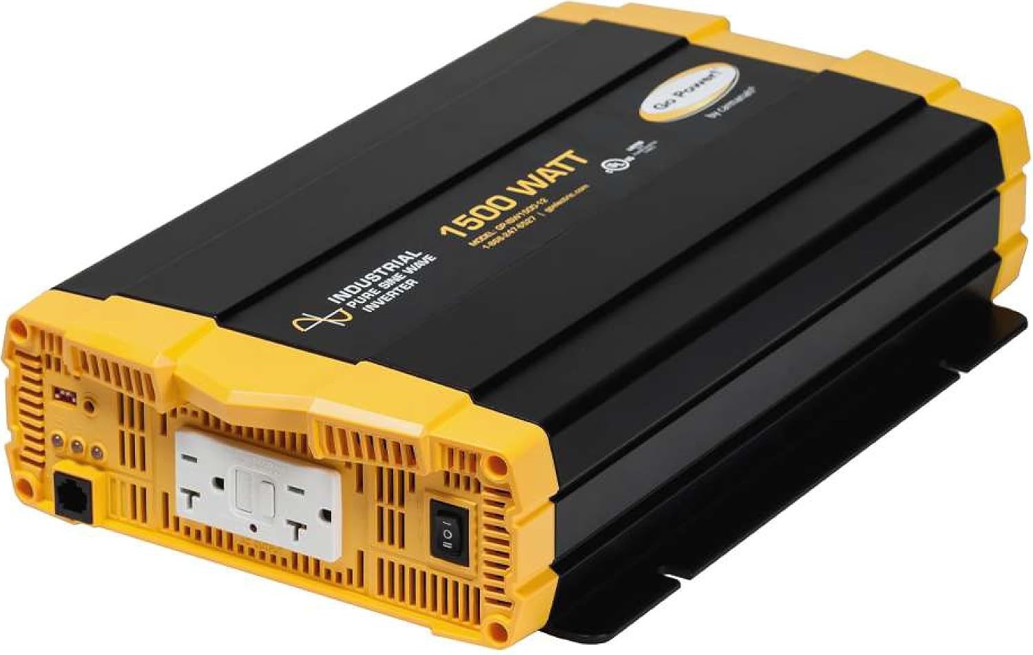 Go Power 1500 Watt Industrial Pure Sine Wave Inverter, 12V to 120V AC, Dual GFCI