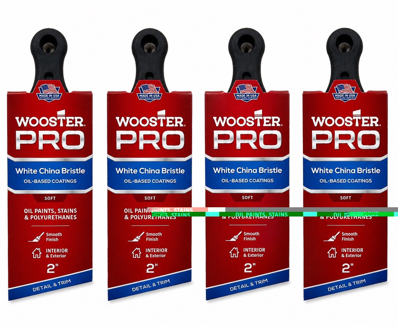 Wooster Pro Paint Brush, White China Bristle, 2-Inch, (4 PACK)
