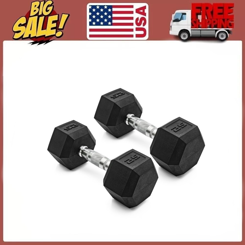 CAP Barbell, 25lb Coated Rubber Hex Dumbbell, Pair