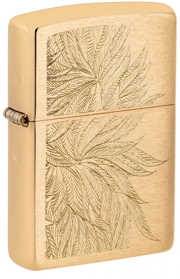 Zippo 46826, Lush Leaves Design, Brushed Brass Finish Lighter, NEW