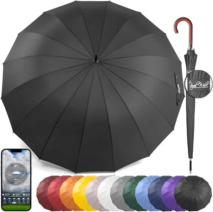 Windproof Large Umbrella for Rain 54 Inch Automatic Open for 2 Persons Wind Resi