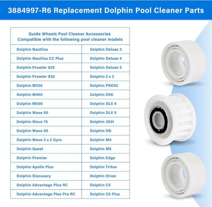 3884997-R6 Replacement Pool Cleaner Wheels Compatible with Dolphin, Nautilus CC