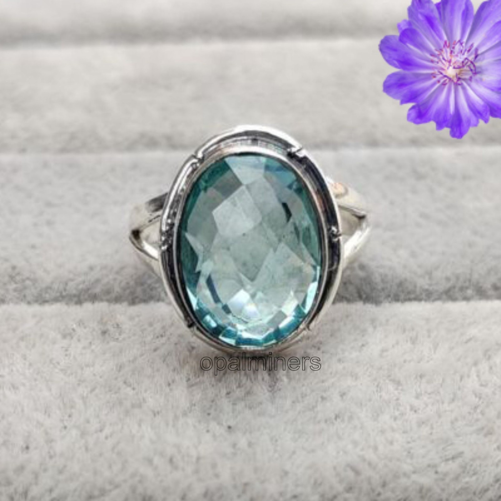 Aquamarine Gemstone 925 Sterling Silver Ring Handmade Jewelry Gift For Valentine